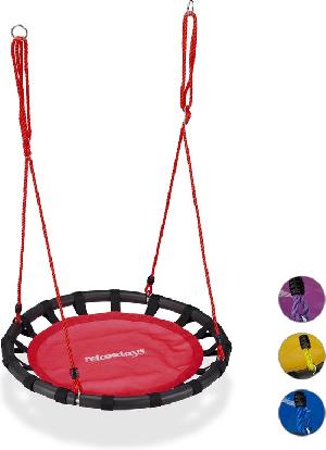 Bekijk leuke cadeautip : Relaxdays Nestschommel - ronde schommel - 80 cm - kinderschommel 